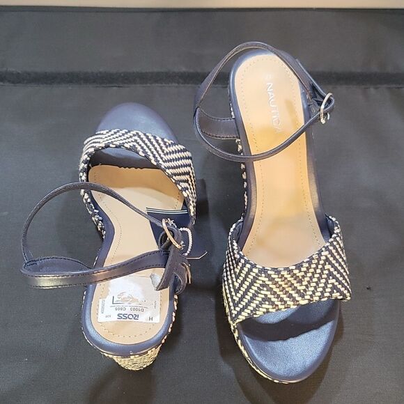 BRAND NEW NAUTICA OPEN TOE HIGH HEEL WEDGE SANDAL - Picture 3 of 15